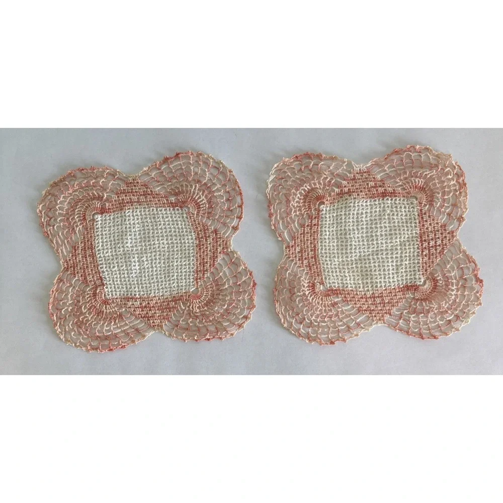 Lot of 8 Vintage Doilies Crochet pieces Various colors, sizes, shapes home